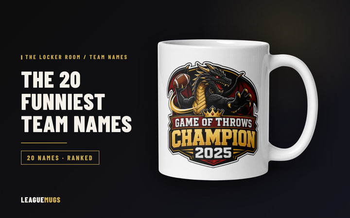 Game of Throws fantasy football champion mug — 20 funniest fantasy football team names