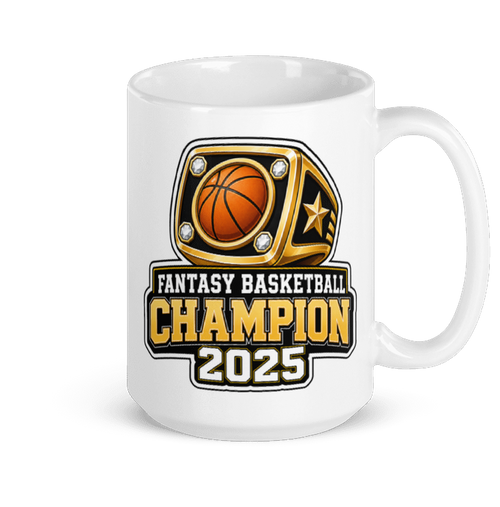 Championship Ring Fantasy Basketball Mug 15oz, personalized with your team name
