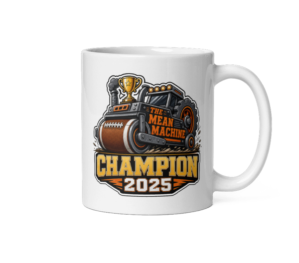 The Mean Machine fantasy football mug 11oz, personalized with your team name