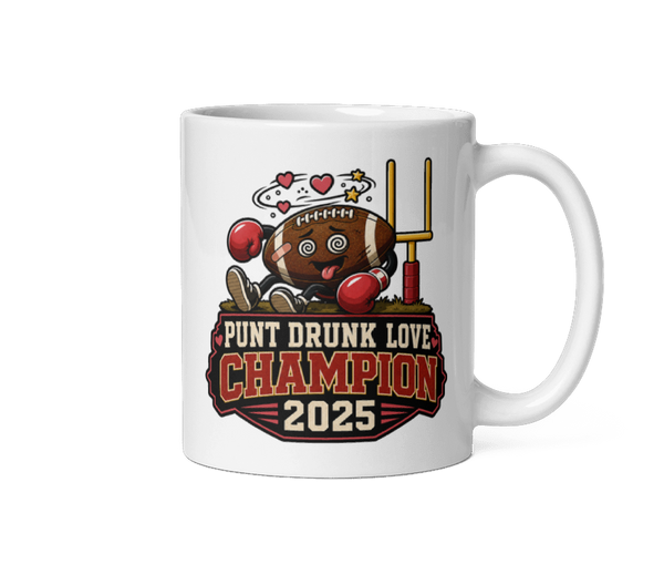 Punt Drunk Love fantasy football mug 11oz, personalized with your team name