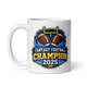 Show Me Your TDS Blue Champion fantasy football champion mug, white glossy 11oz, handle on left