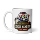 Draft Order Lottery fantasy football league mug 11oz, league name side, handle on left