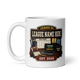League Headquarters fantasy football league mug 11oz, league name side, handle on left