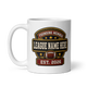 Founding Member Patch fantasy football league mug 11oz, league name side, handle on left