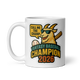 Baseball GOAT Champion 11oz white mug, front design, handle on left