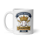 Crowned Baseball Champion 11oz white mug, front design, handle on left