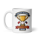 Trophy Baseball Champion 11oz white mug, front design, handle on left