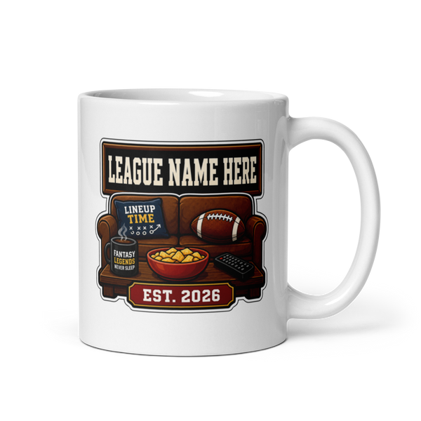 Sunday Couch Club fantasy football mug 11oz, handle on right