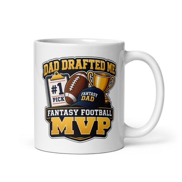 Dad Drafted Me fantasy football mug 11oz, handle on right