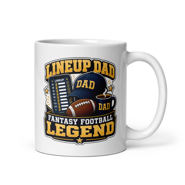Lineup Dad fantasy football mug 11oz, handle on right