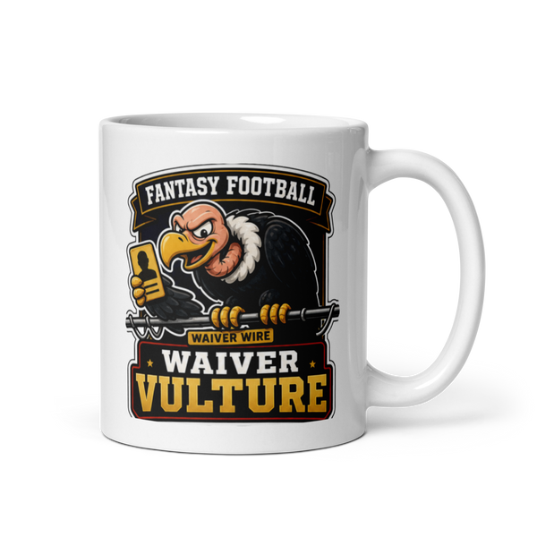 Waiver Vulture fantasy football mug 11oz, handle on right