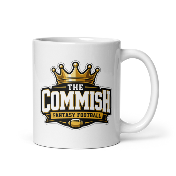 The Commish fantasy football mug 11oz, handle on right