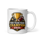 Trophy Football Champion fantasy football mug 11oz, personalized team name side, handle on right