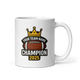 Crown Football Champion fantasy football mug 11oz, personalized team name side, handle on right
