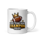 Gridiron King Champion fantasy football mug 11oz, personalized team name side, handle on right