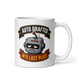Auto Drafted Into Last Place fantasy football loser mug, white glossy 11oz, handle on right