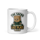 The Sacko Bag Last Place fantasy football loser mug, white glossy 11oz, handle on right