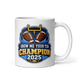Show Me Your TDS Blue Champion fantasy football champion mug, white glossy 11oz, handle on right