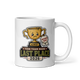 Participation Trophy Last Place personalized fantasy football loser mug, white glossy 11oz, personalized team name side, handle on right