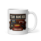 Sunday Couch Club fantasy football league mug 11oz, team name side, handle on right