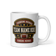 Founding Member Patch fantasy football league mug 11oz, team name side, handle on right