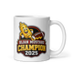 Bijan Mustard football mug 11oz, personalized team name side, handle on right