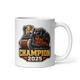 The Mean Machine football mug 11oz, personalized team name side, handle on right