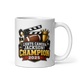 Lights Camera Jackson football mug 11oz, personalized team name side, handle on right