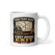 First Round Exit 11oz mug, personalized team name side, handle on right