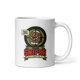 Trade Sniper fantasy football mug 11oz, personalized team name side, handle on right