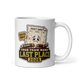 Drafted Badly Last Place personalized fantasy football loser mug, white glossy 11oz, personalized team name side, handle on right