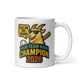 Baseball GOAT Champion personalized 11oz white mug, personalized team name side, handle on right