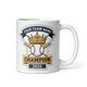 Crowned Baseball Champion personalized 11oz white mug, personalized team name side, handle on right