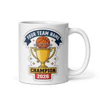 Trophy Basketball Champion Mug, Personalized Fantasy Basketball Trophy Gift, Custom Team Name, 11oz & 15oz White Ceramic