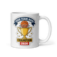 Trophy Basketball Champion personalized 11oz white mug, personalized team name side, handle on right