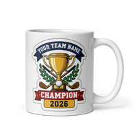 Trophy Golf Champion Mug, Personalized Fantasy Golf Trophy Gift, Custom Team Name, 11oz & 15oz White Ceramic