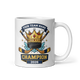 Crowned fantasy hockey champion mug 11oz, personalized team name side, handle on right