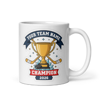 Trophy Hockey Champion Mug, Personalized Fantasy Hockey Trophy Gift, Custom Team Name, 11oz & 15oz White Ceramic