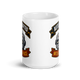 Auto Drafted Into Last Place fantasy football loser mug, white glossy 15oz, front view of sad draft robot design