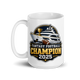 Prestige Worldwide Champion fantasy football mug 15oz, handle on left