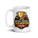 Trophy Football Champion fantasy football mug 15oz, handle on left