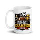 Lights Camera Jackson football mug 15oz, handle on left