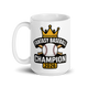Crown Baseball Champion 15oz white mug, front design, handle on left