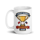 Trophy Baseball Champion 15oz white mug, front design, handle on left