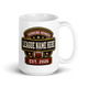 Founding Member Patch fantasy football mug 15oz, handle on right