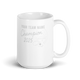 Whistle Vintage Champion fantasy football mug 15oz, personalized team name side, handle on right