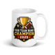 Trophy Football Champion fantasy football mug 15oz, personalized team name side, handle on right