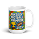 Building Block Champion fantasy football mug 15oz, handle on right