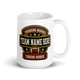 Founding Member Patch fantasy football league mug 15oz, team name side, handle on right