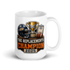 The Replacements Champion football mug 15oz, personalized team name side, handle on right